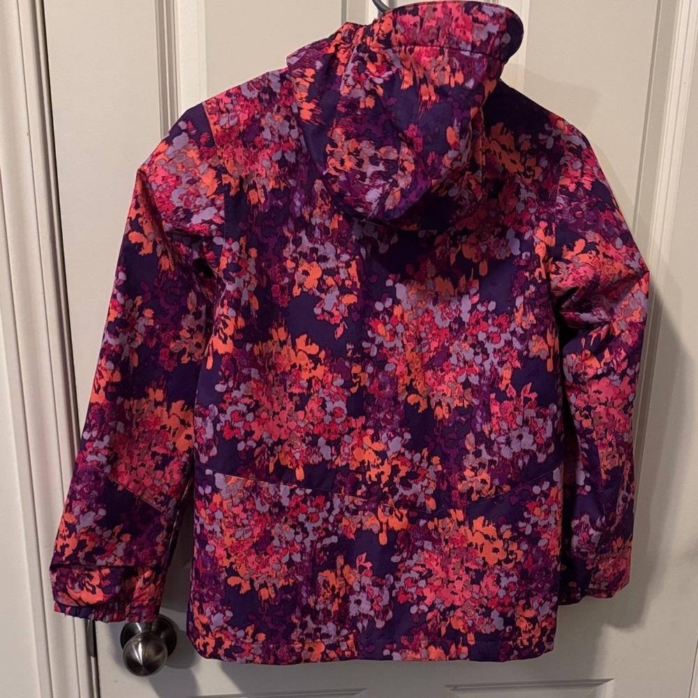 Columbia Kids Purple Floral Waterproof Coat with Pink & Orange Accents - Picture 9 of 14